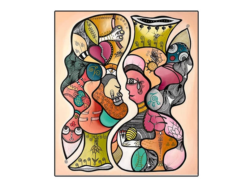 Artwork titled 'FLAMME JUMELLE' by Narjess Azzouz