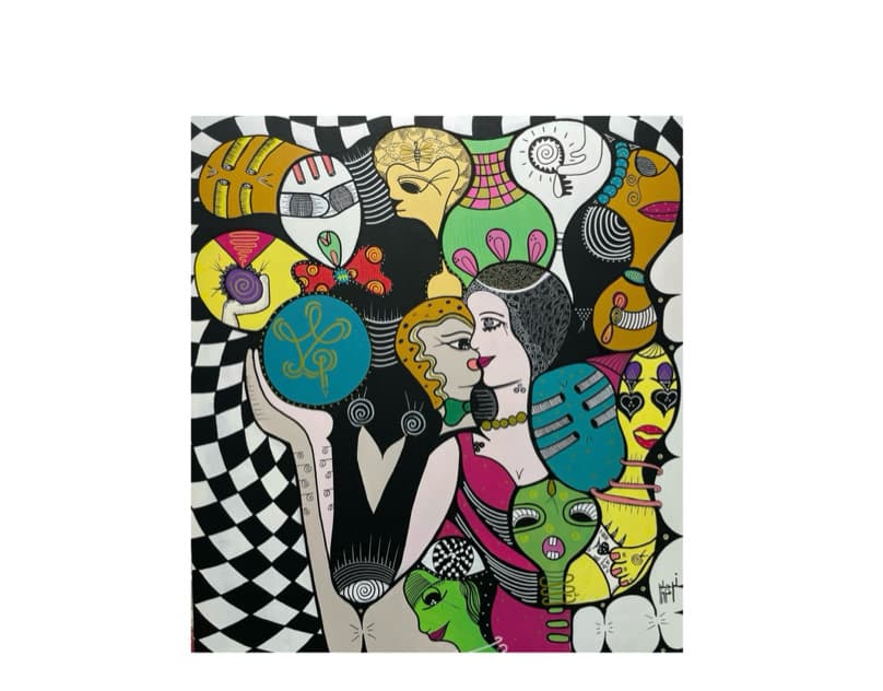 Artwork titled 'La gardienne des forces vitales 90*1m' by Narjess Azzouz