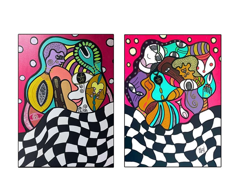 Artwork titled 'Les Damiers Dansants' by Narjess Azzouz