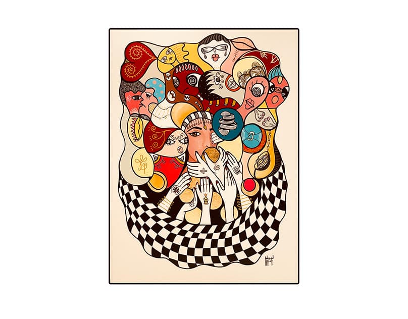 Artwork titled 'PRISE AU PIEGE DU SILENCE' by Narjess Azzouz