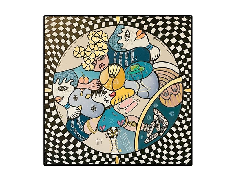 Artwork titled 'Sourires Figés' by Narjess Azzouz
